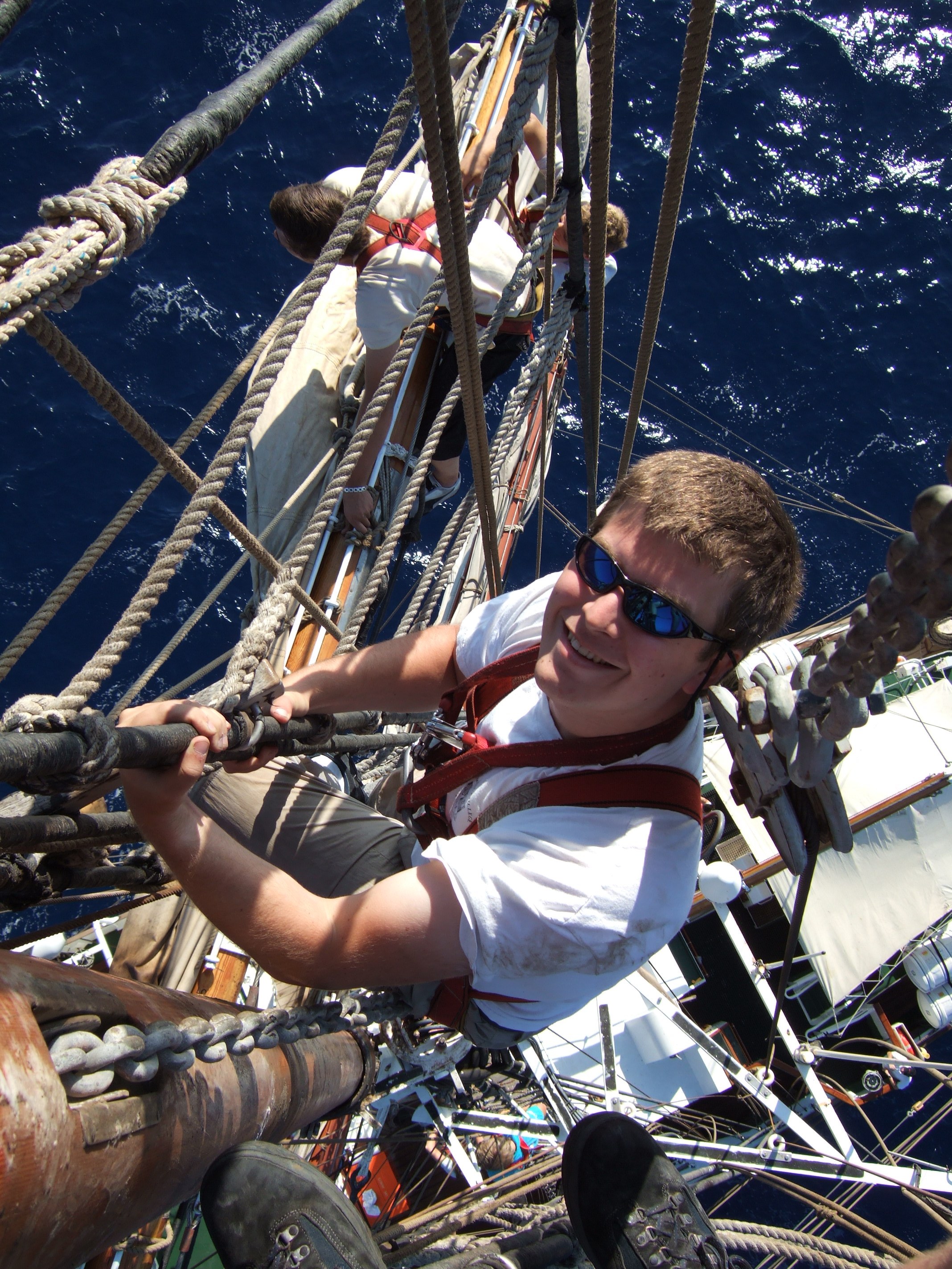 A photograph of me aboard the tall ship Stavros S Niarchos. (Credit: Nick Maynard)